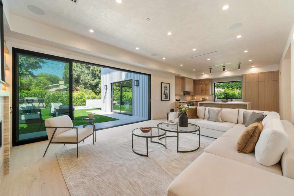Homeowner selecting staged sofa and accent chairs for a Camarillo living room update